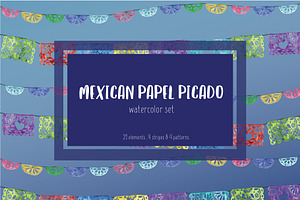 watercolor Mexican papel picado