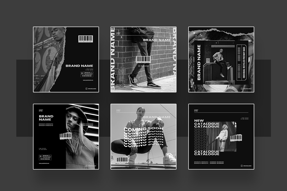 Urban Monochrome Instagram Template, a Social Media Template by peterdraw