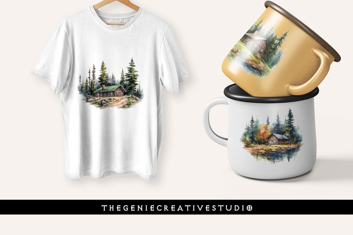 Cabin in the Woods PNG Clipart, an Object Illustration by Geniecreativestudio (Photo 7 of 9)