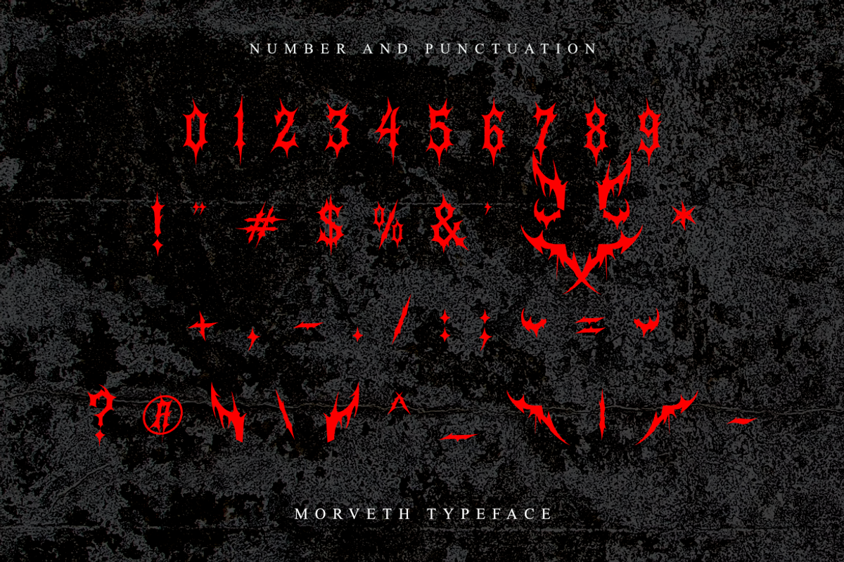Morveth | Death Metal Font, a Symbol Font by Masyafi Studio (Photo 9 of 9)