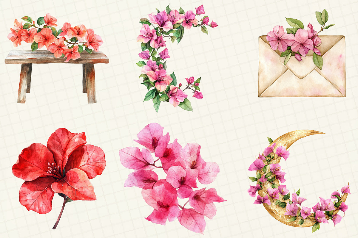 Bougainvillea Flower Clipart, an Illustration by OK Design (Photo 4 of 5)