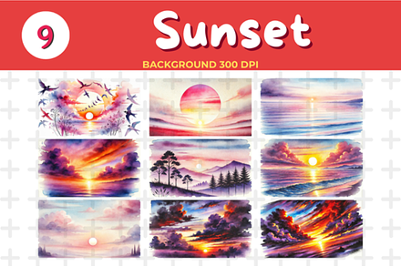 Sunset Watercolor Background
