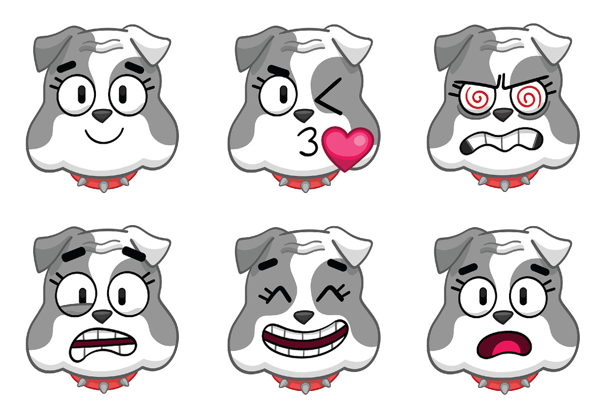 Bulldog Emoji Set, an Animal Illustration by Cartoon Shop (Photo 8 of 10)