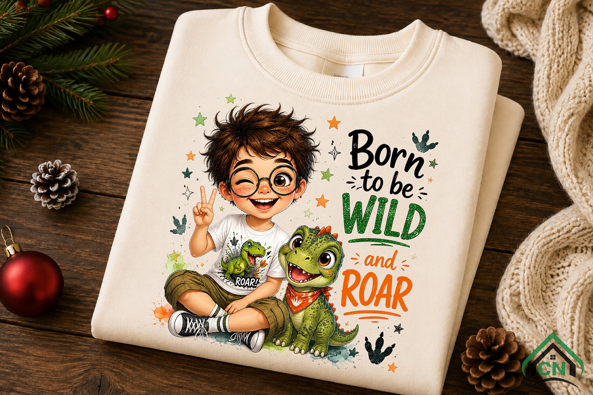 Cute Boy Born to Roar Wildly PNG, a Seasonal Illustration by Craft Nest (Photo 6 of 6)