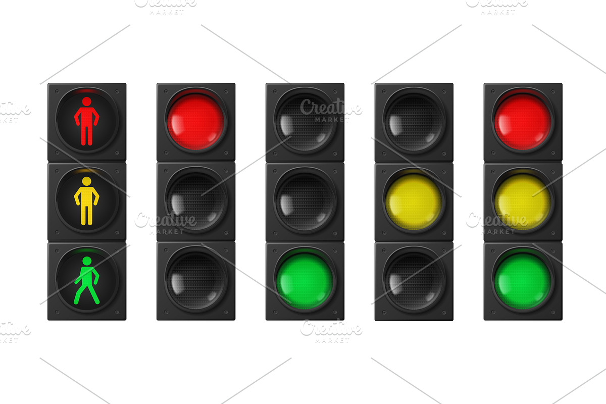 3D street traffic lights set, a Transportation Illustration by art PVP - market