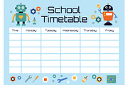 School Timetable for Robot Lovers, a Print Template by Soulprint Mercury (Thumbnail 1 of 2)