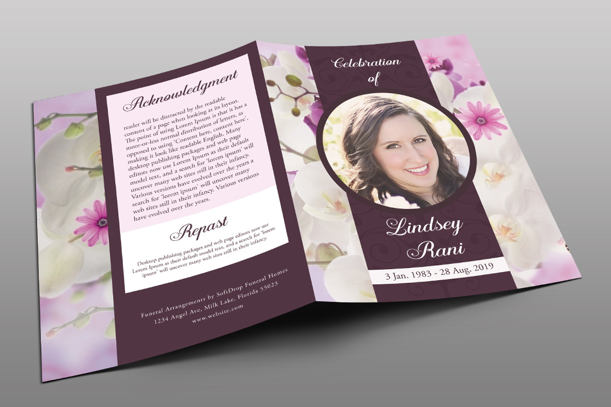 Orchid Funeral Program, a Brochure Template by Royallove (Photo 1 of 5)