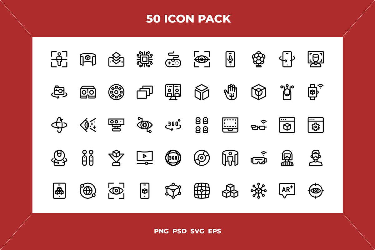 Virtual and augmented reality icons, an Outline Icon by Wencory (Photo 1 of 2)