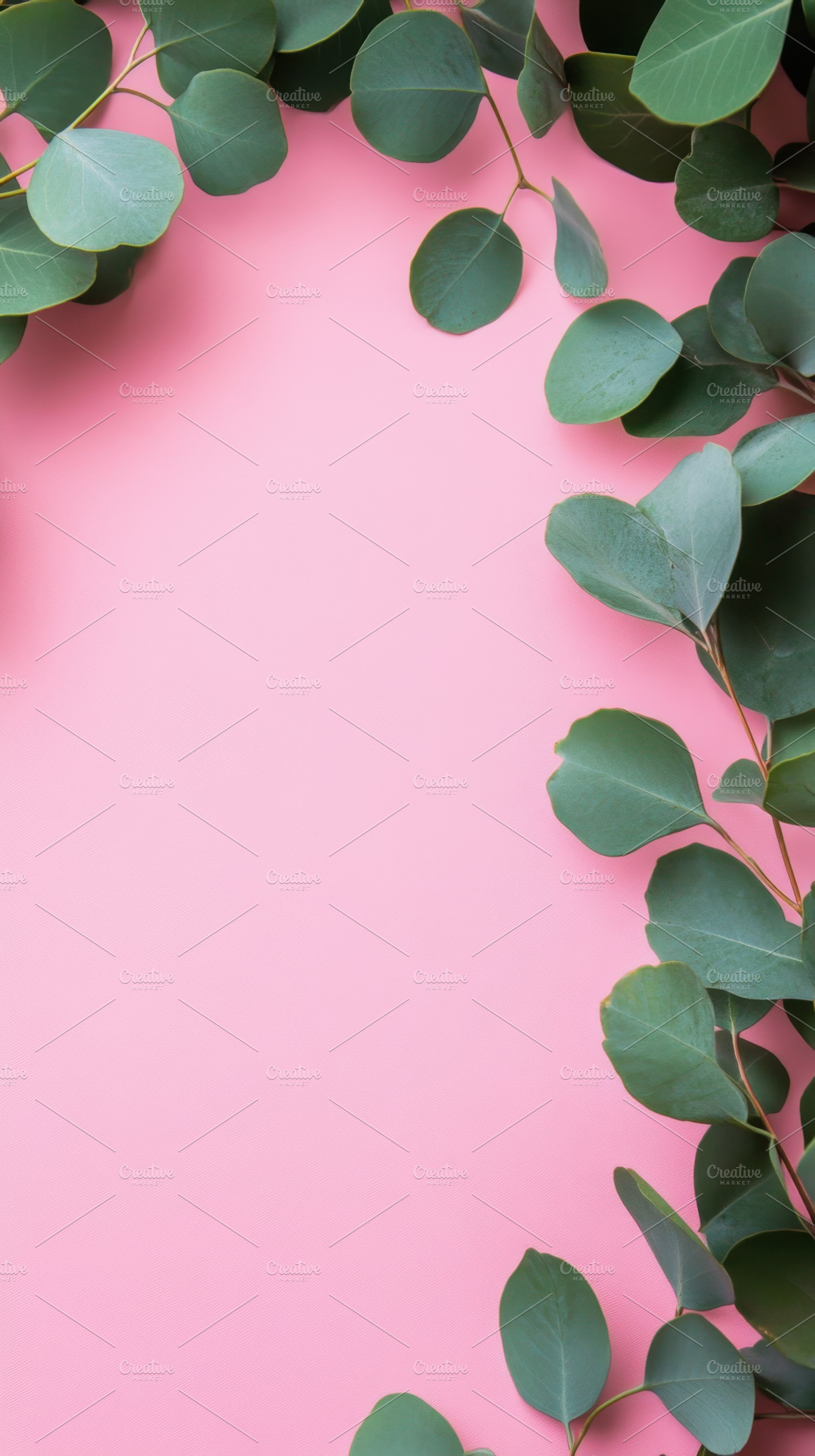 Green leaves on pink background, a Photo by Beautiful things