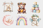 Watercolor Pink Teddy Bear Clipart, a Seasonal Illustration by Design Market (Thumbnail 5 of 5)