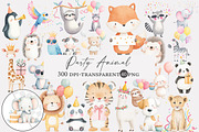Watercolor Party Animal Clipart, an Illustration by Designworld (Thumbnail 1 of 5)