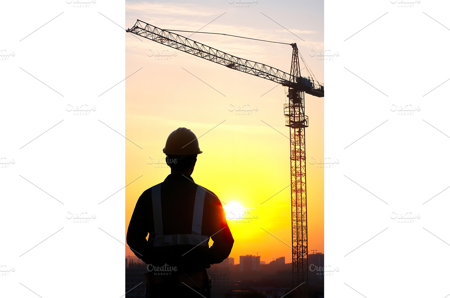Silhouette of construction worker at, an Industrial Photo by Lermont51