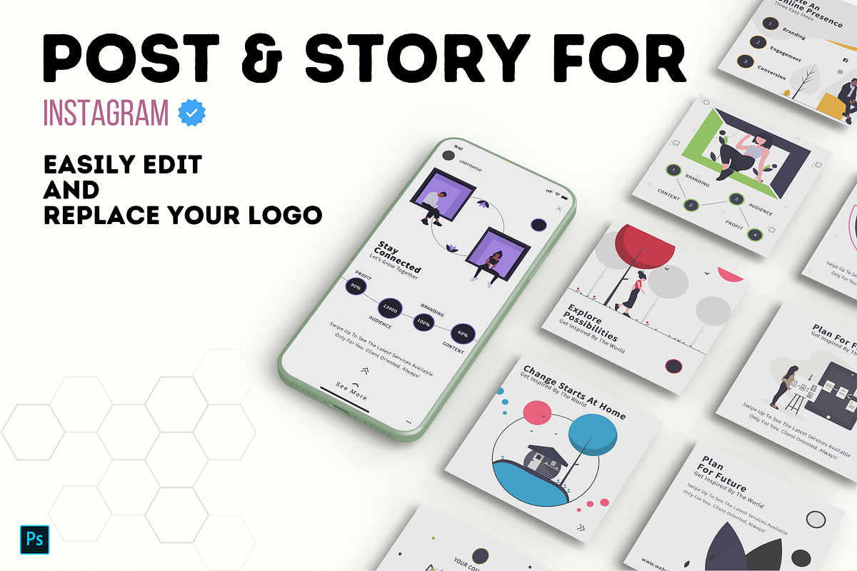 Instagram Minimal Kit, a Social Media Template by Kay Designs (Photo 1 of 4)