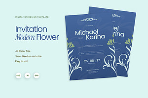 Modern Flower Wedding - Invitation, an Invitation Template by Fannan Studio