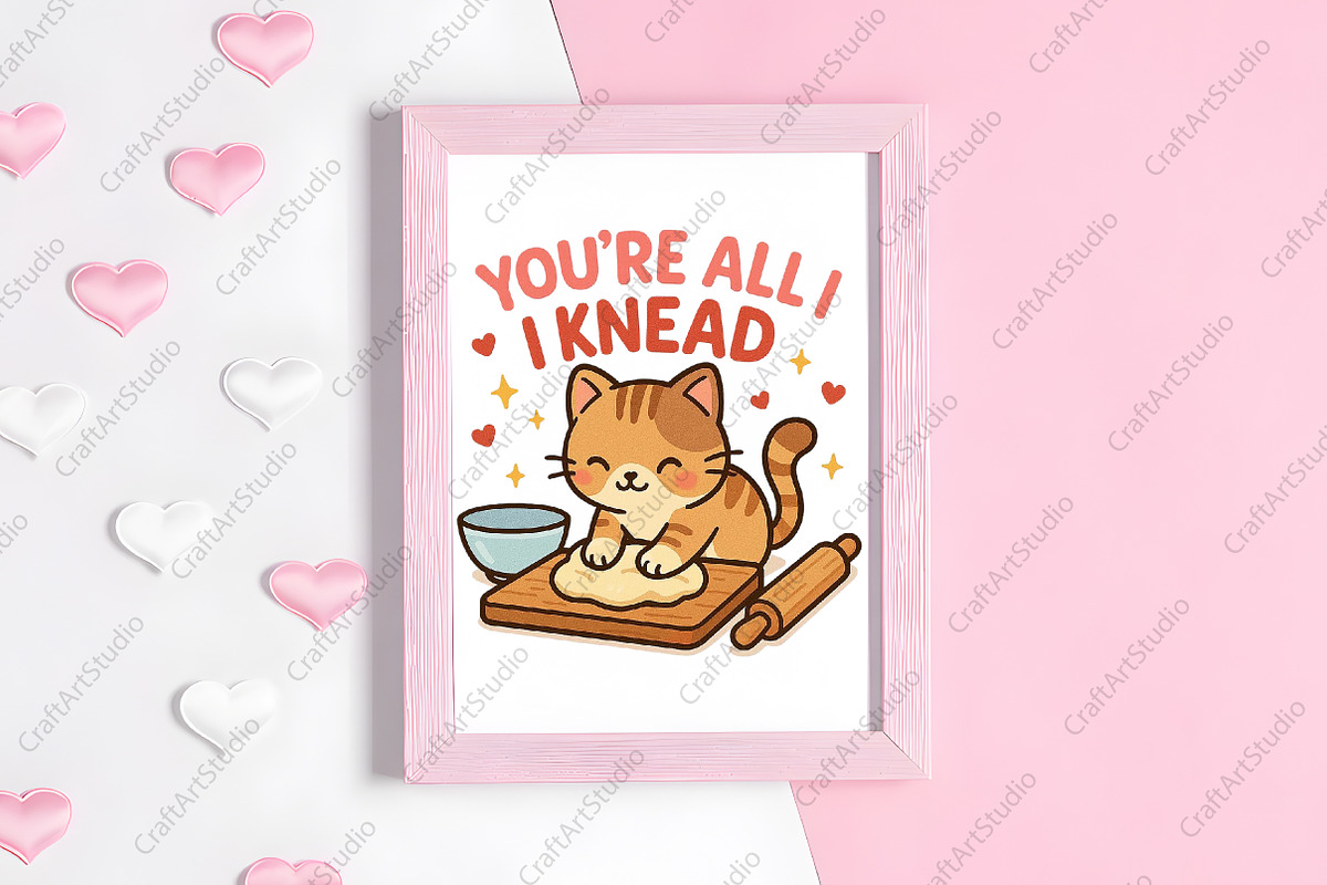 Vintage Valentine's Day Cat PNG, an Illustration by CraftArtStudio (Photo 4 of 4)