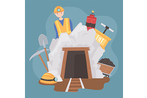 mining cave tools, an Illustration by studiogstock