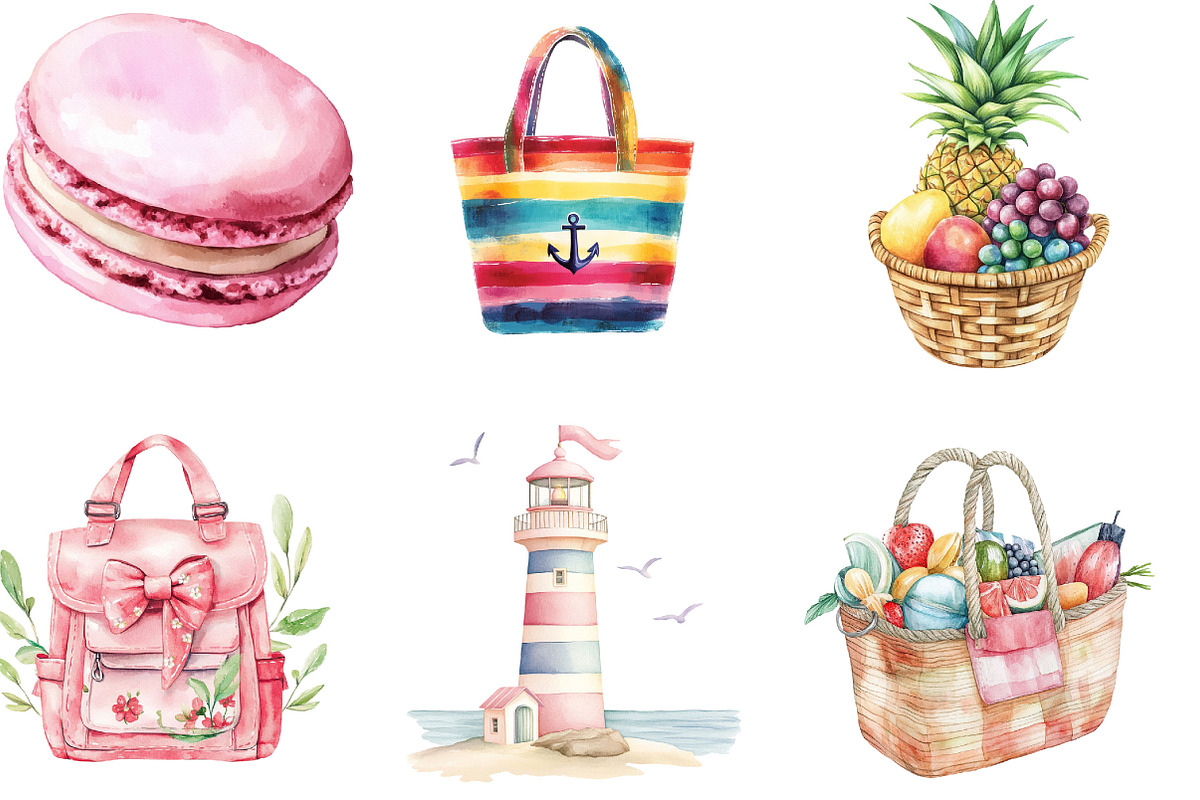 Preppy Summer Coastal Girl Clipart, an Illustration by Designking (Photo 2 of 5)