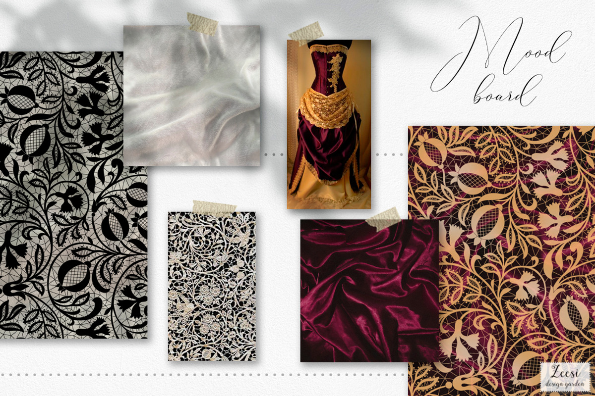 Lace on Velvet Patterns & Textures, a Pattern Graphic by Zeesi Design Garden (Photo 3 of 11)