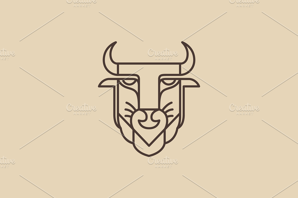 bison head powerful animal logo, a Branding & Logo Template by devastd
