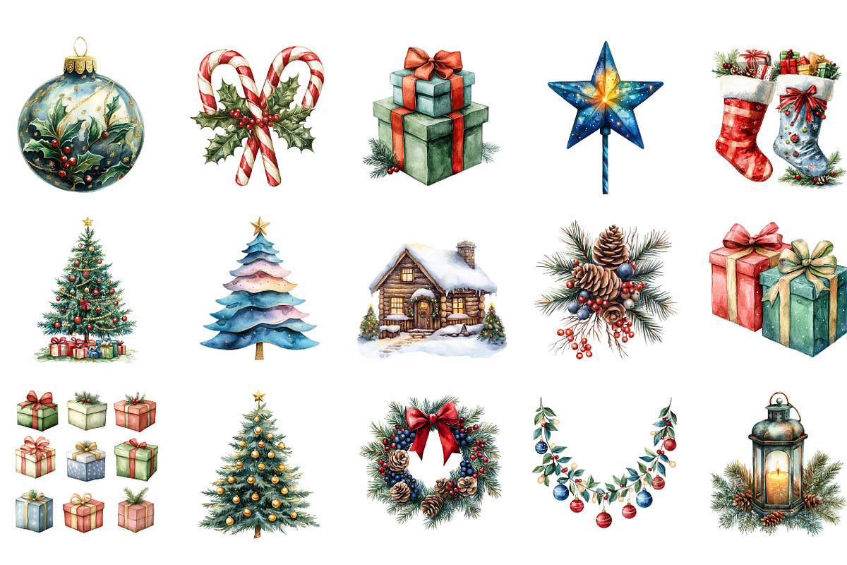 Merry Christmas Sublimation Clipart, an Illustration by Designking (Photo 2 of 5)