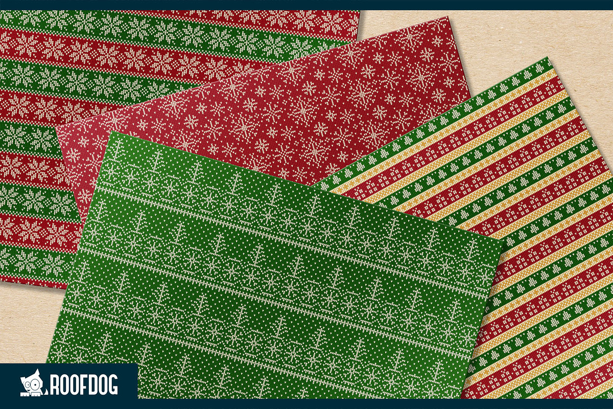 Ugly red and green Christmas sweater, a Pattern Graphic by Roofdog Design