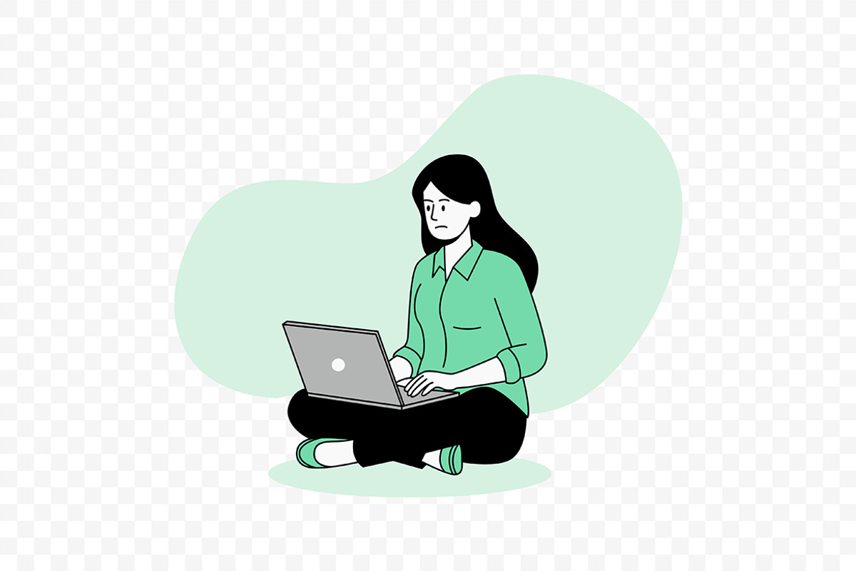 Productive Woman with Laptop Vector, a Work Illustration by Partikusi Design (Photo 3 of 3)