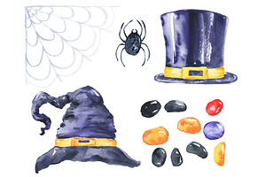 Spooky Halloween. Watercolour Set.