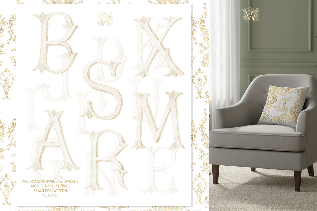Gold Baroque Crest frame Clipart, a Decorative Illustration by WonderWonder (Photo 5 of 8)