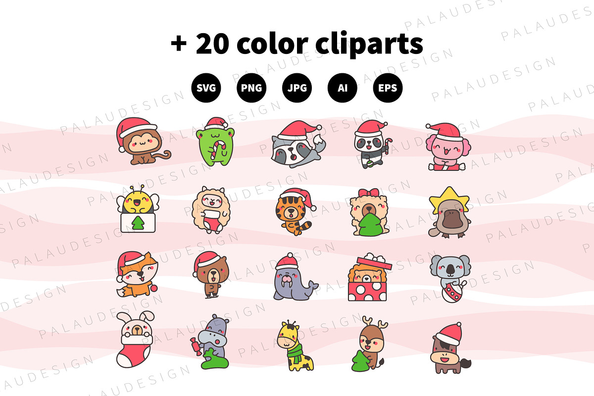 Cute Kawaii Animals Christmas, an Animal Illustration by Palau (Photo 10 of 12)