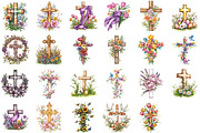 Watercolor Easter Floral Crosses, an Illustration by Sublimation Artist (Thumbnail 2 of 6)