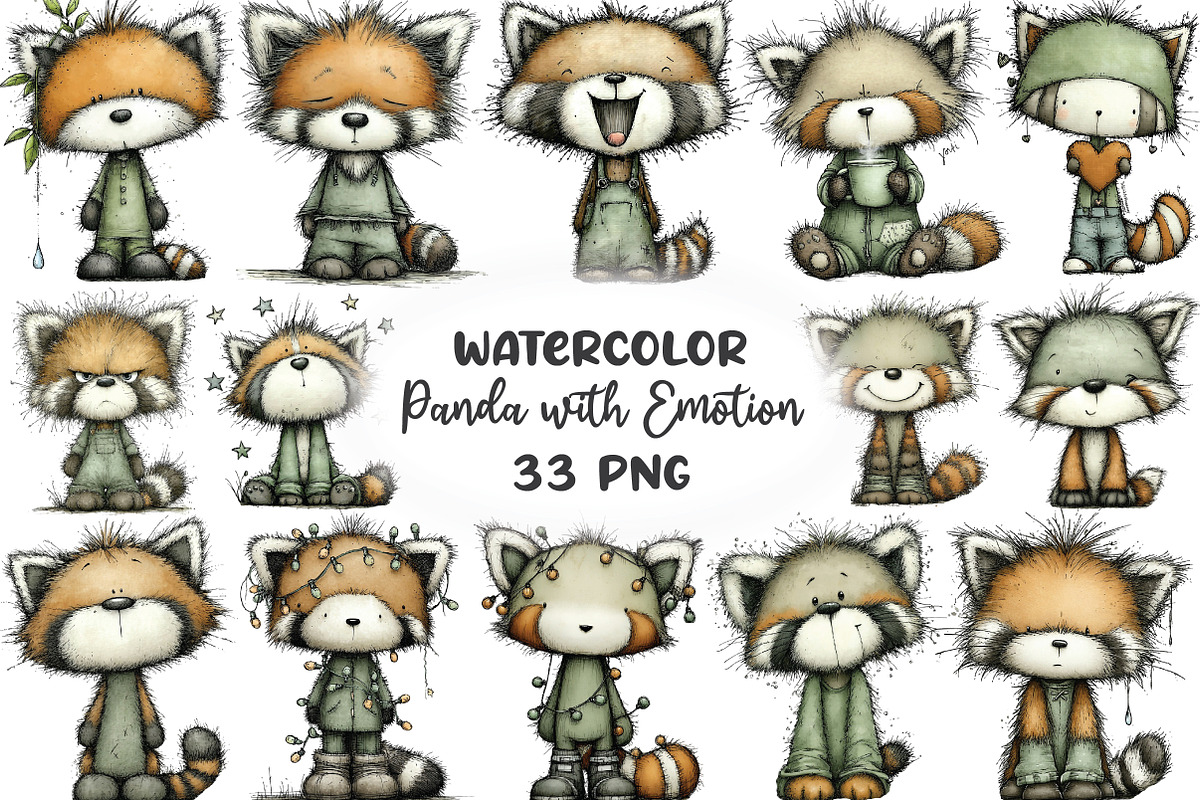 Panda with Emotion Clipart Bundle, an Illustration by CraftArtStudio (Photo 1 of 6)