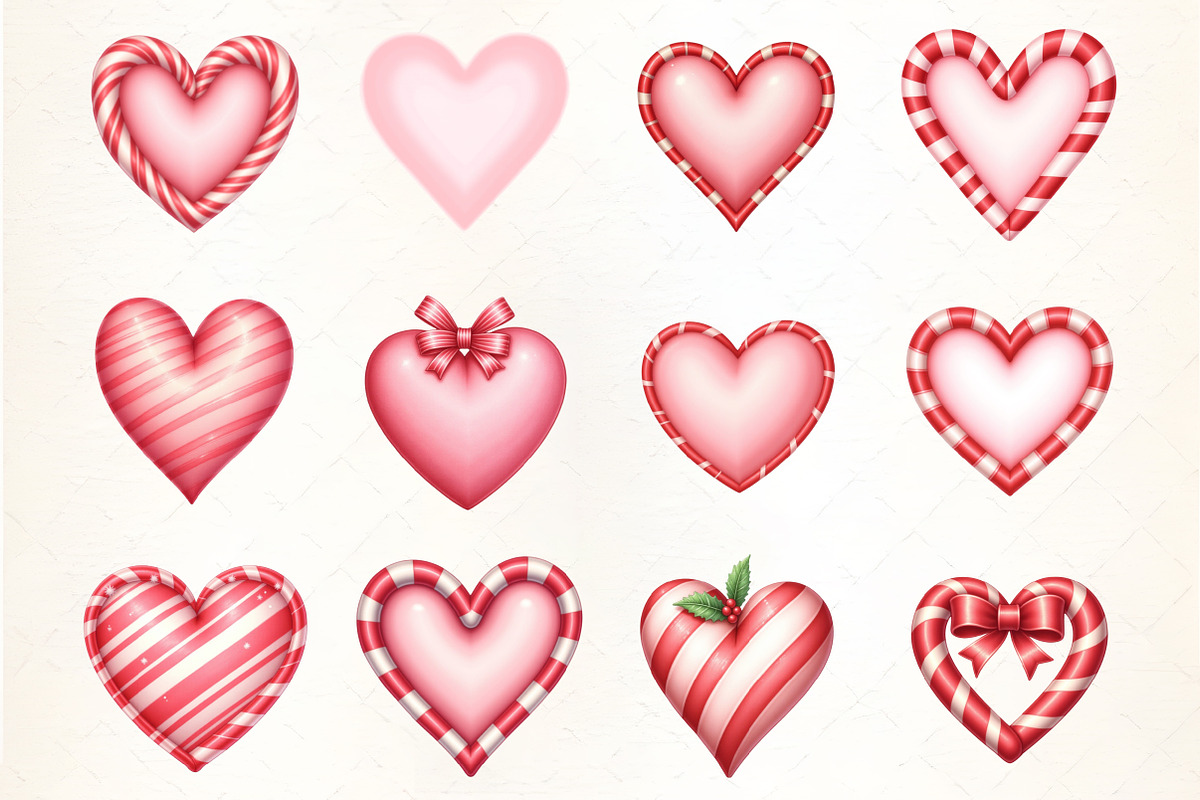 Candy Cane Heart Clipart, an Illustration by CrexoraLab (Photo 2 of 5)