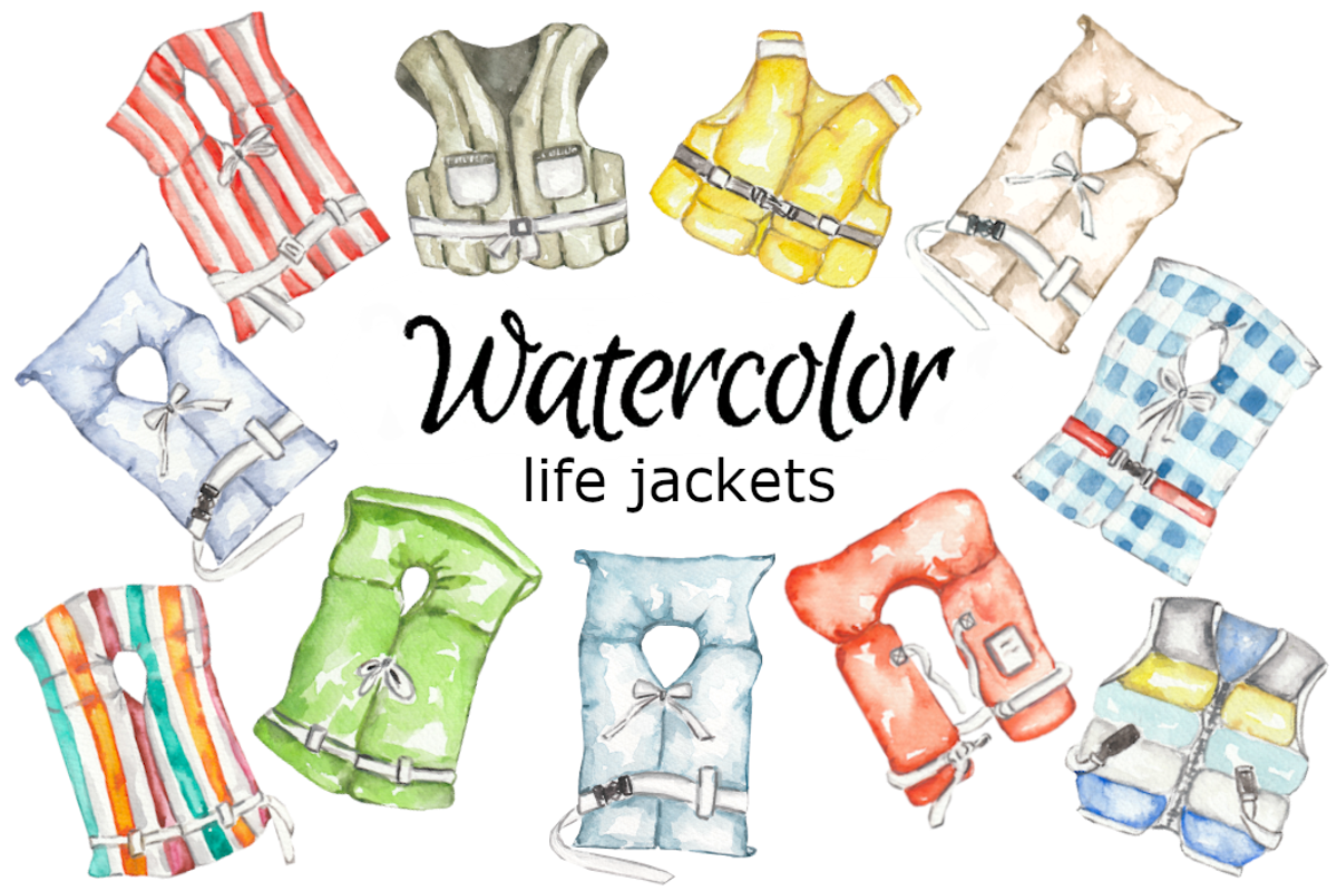Life jackets watercolor clip art, a Background Graphic by GoodFairyClipArt (Photo 1 of 2)