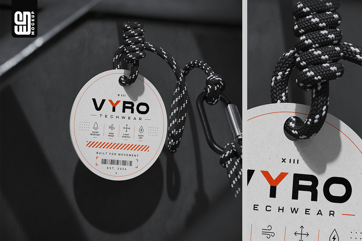 Round Paracord Carabiner Tag Mockup, an Advertising Mockup by SD Mockup (Photo 2 of 4)