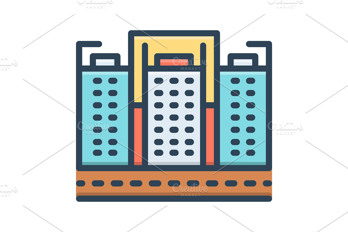 Centers building color icon, a Duotone Icon by Creative priyanka