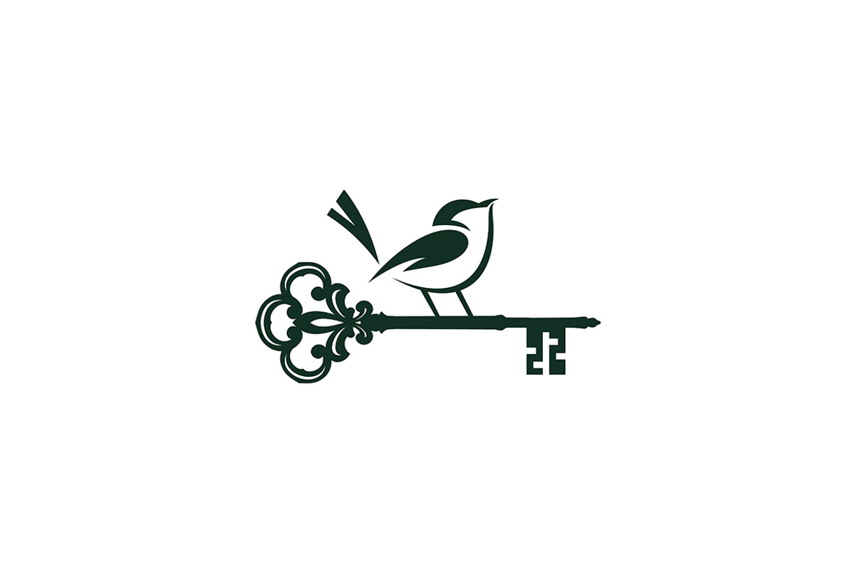 vintage key and bird logo design, an Illustration by boriman05
