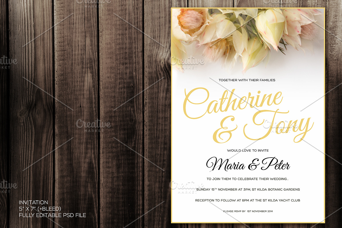 Blushing Bride Invitation Pack - PSD, an Invitation Template by Zepol (Photo 2 of 4)