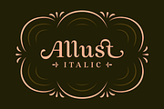 Allust Italic Font, a Serif Font by Halfmoon Type (Thumbnail 1 of 11)