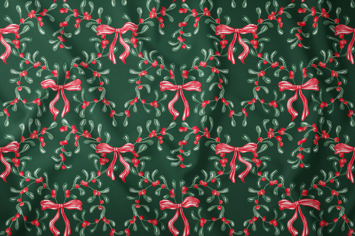Christmas Mistletoe Ornamental Print, a Pattern Graphic by SirenaArt (Photo 13 of 14)