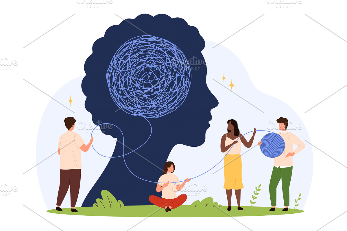Untangling Mental Clutter Therapy, a Person Illustration by Flashvector