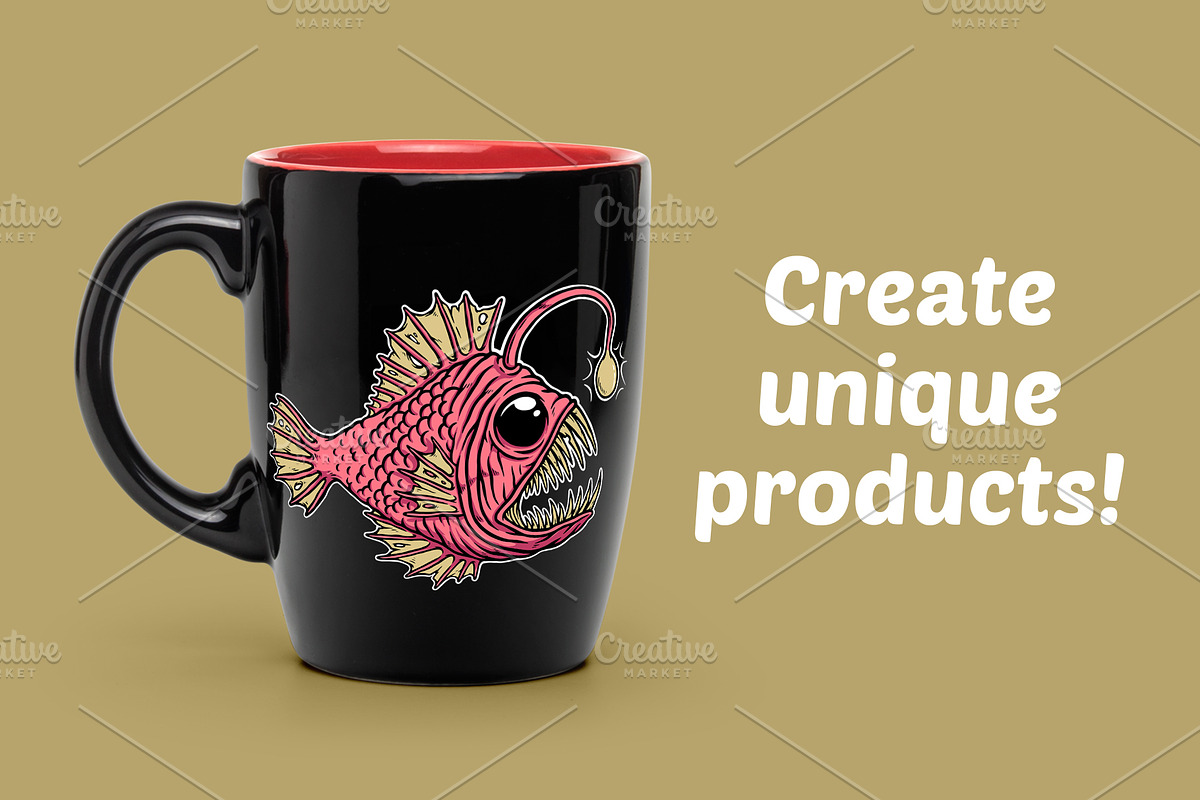 Deep sea fish scary illustration, an Animal Illustration by gunaonedesign (Photo 2 of 4)