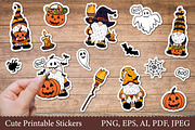 Halloween Gnomes Printable Stickers, an Illustration by Mary-Mihh (Thumbnail 1 of 3)