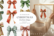 Watercolor Christmas Festive Bows, a Decorative Illustration by ThaismotaCreativeCo (Thumbnail 1 of 9)