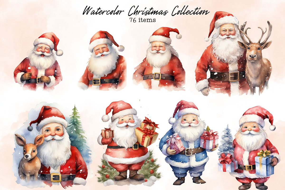 Watercolor Christmas Collection, a Seasonal Illustration by Line Store (Photo 2 of 9)