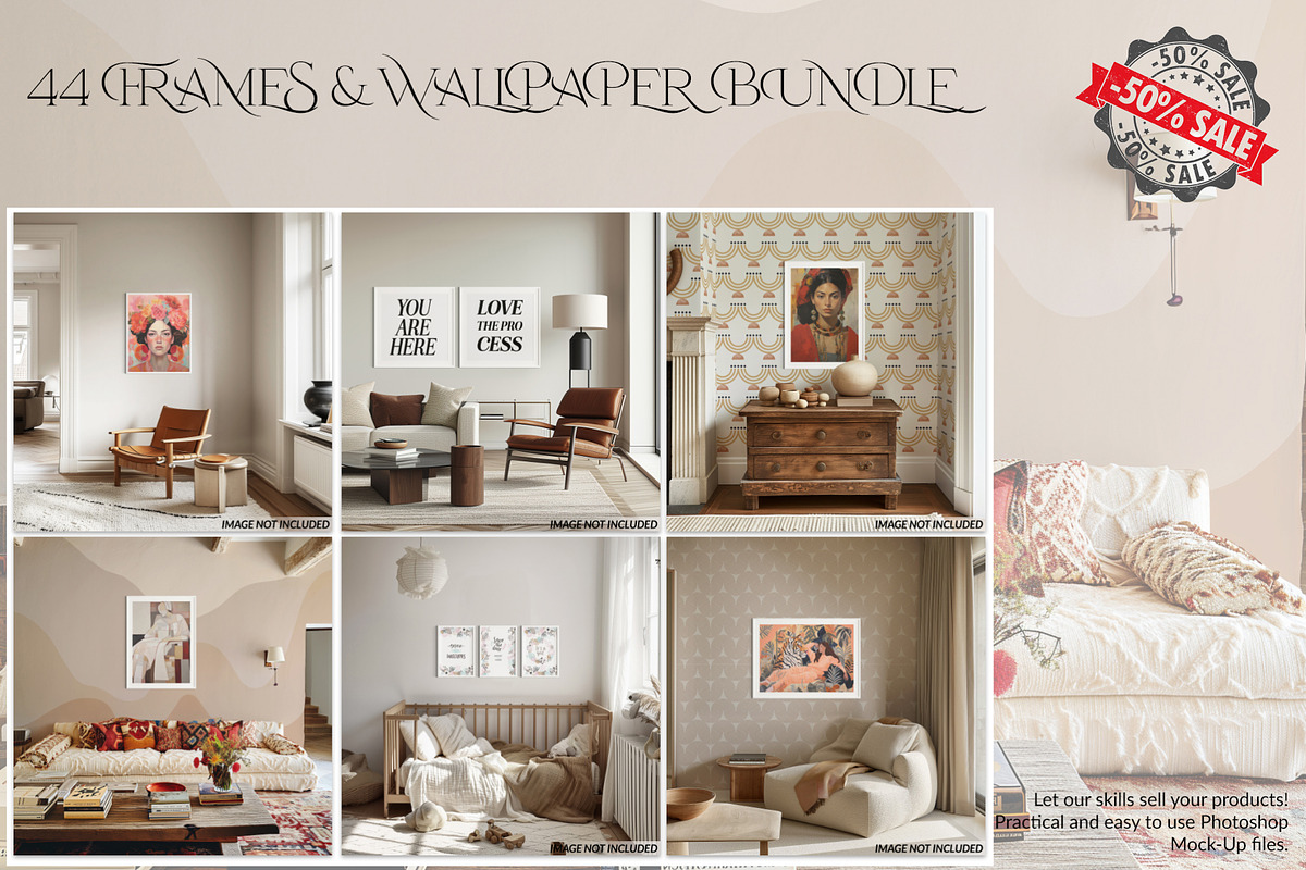 Bundle 44 Frames & Wallpaper Mockups, a Household Mockup by mock-ups (Photo 1 of 34)