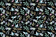 Floral humming bird pattern, a Pattern Graphic by Queen of Infographics (Thumbnail 2 of 4)