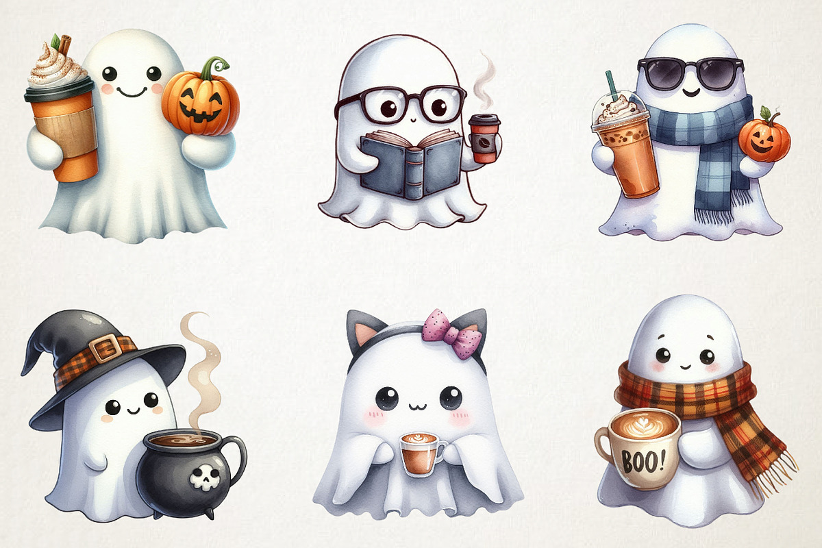 Ghost with Coffee Clipart, an Illustration by RobertsArt (Photo 3 of 7)
