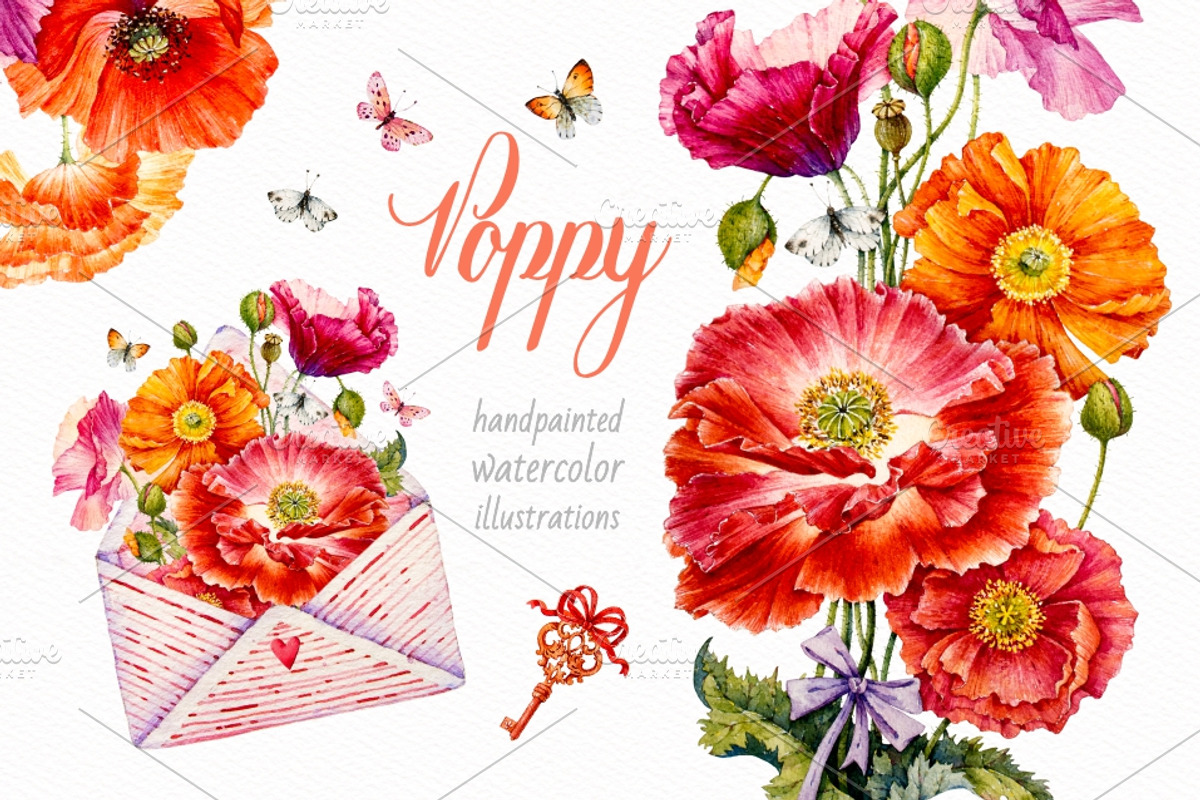 Poppy. Watercolor, a Decorative Illustration by Ekaterina Mikheeva (Photo 1 of 7)