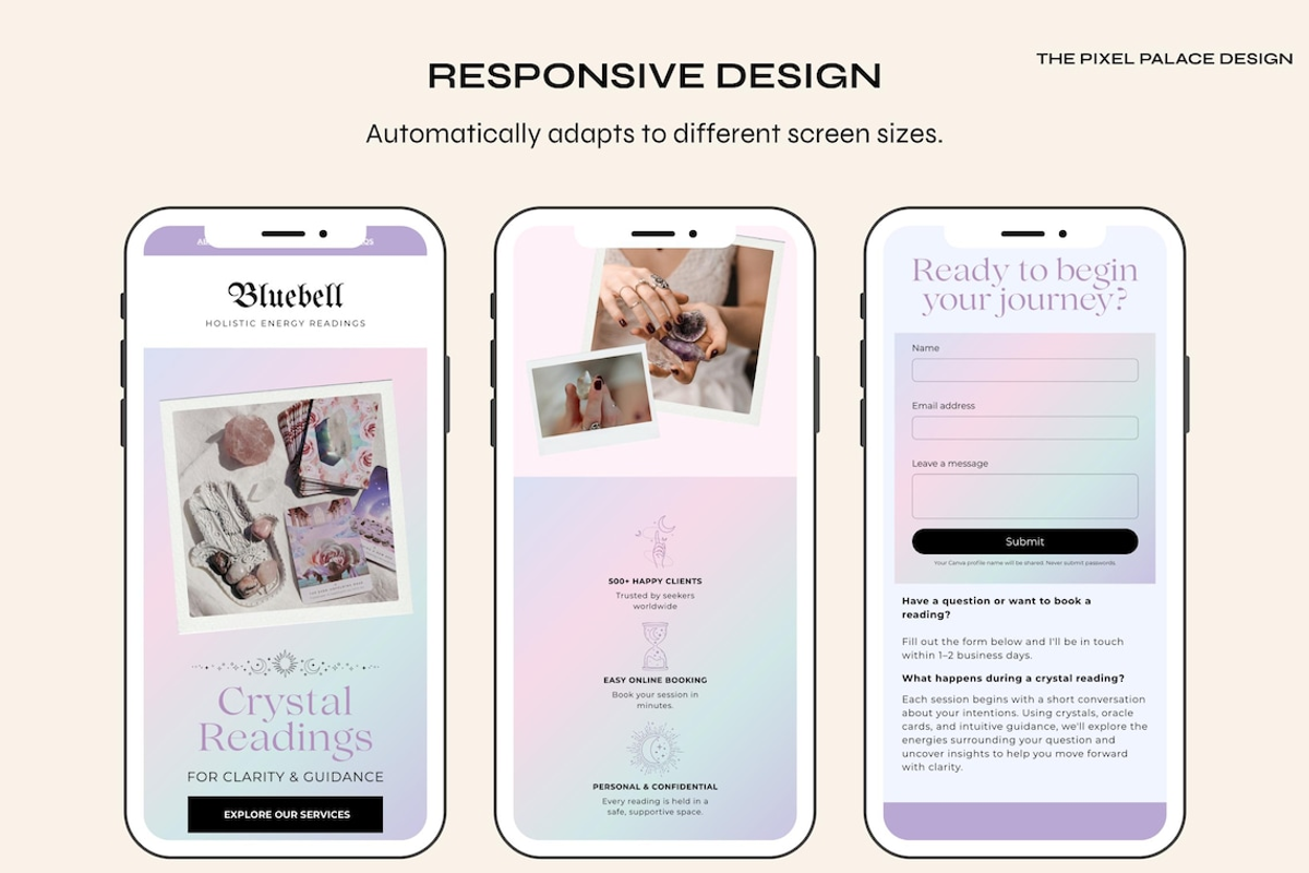Editable Canva Website Template, a Landing Page Template by The Pixel Palace (Photo 3 of 8)