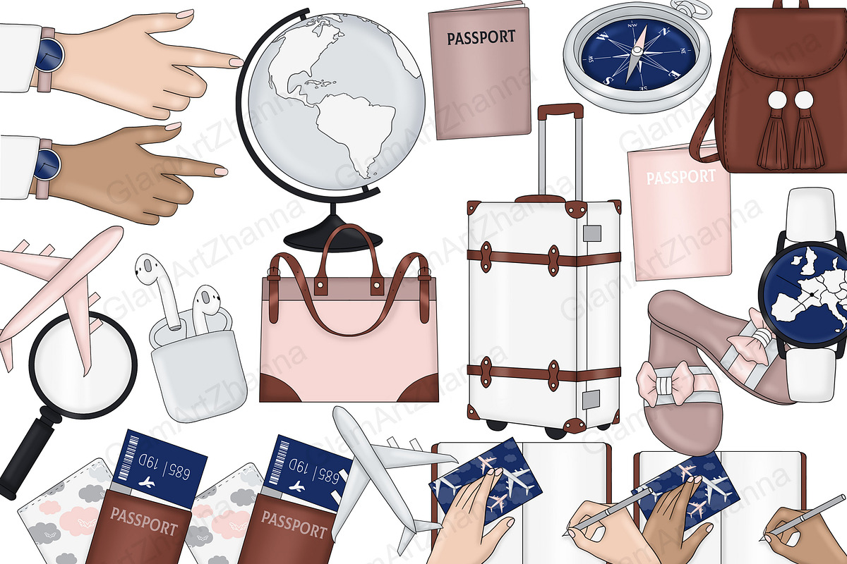 Travel Clipart, a Transportation Illustration by GlamArtZhanna (Photo 3 of 3)